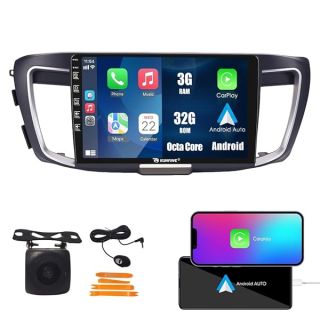 CarPlay Android Auto Navigation Stereo GPS Radio Display 10" IPS Touchscreen Headunit Tablet Media Player for Honda Accord 2013-2016 2.0L/2.4L(Original Reverse Camera), if Applicable Octa Core 3G+32G