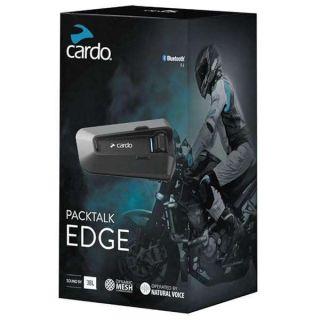 Cardo PACKTALK Edge Motorcycle Bluetooth Communication System Headset Intercom - Dual Pack, Black