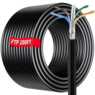 Cat 6 Ethernet Cable 200ft Outdoor, FTP Cat 6 Shielded Cable Gigabit 23AWG, Heavy Duty, Direct Burial, Waterproof, In-Ground, UV Resistant LAN Internet Network Cable for Router Gaming PS4/5, CCA