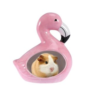 Ceramic Hamster Hideout Hamster House: Flamingos Shape Hamster Hide Cooling Hamster Hut Hamster Habitat Small Animal Hideout for Hedgehog Gerbils