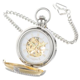 Charles Hubert 3846 Two-Tone Mechanical Picture Frame Pocket Watch