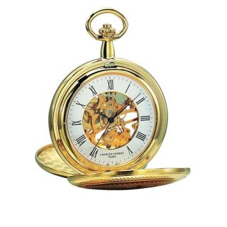 Charles-Hubert, Paris 3556 Gold-Plated Mechanical Pocket Watch