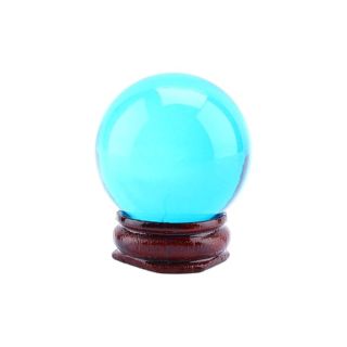 Clear Crystal Ball 34mm/1.34" Asian Rare Natural Quartz Clear Magic Crystal Ball Sphere with Stand Base,Blue