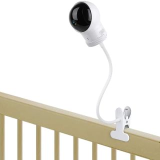 Flexible Clip Mount for Eufy Baby Monitor - Tool-Free Gooseneck Holder for Crib, No Wall Damage - White