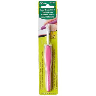 Clover 1044/F Pink Amour Crochet Hook, Size F, 3.75mm