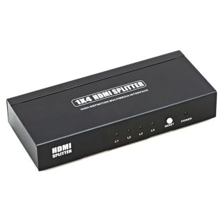 Cmple 4 Ports HDMI Powered Splitter 1x4 with Ultra HD 4K x 2K, 1080P & Full 3D Support (One Input to Four Outputs)