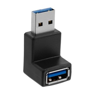 Cmple - Super Speed USB 3.0 Male to USB 3.0 Female, 90 Degree Right Angle USB Adapter, USB 3.0 Extender Coupler Male to Female for Computers, Laptops, Scanners, Printers - Black