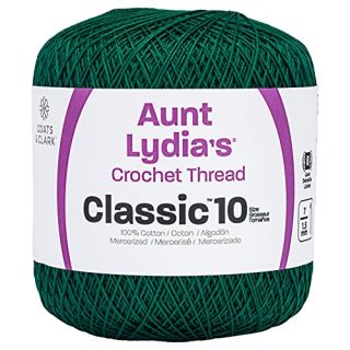 Coats Crochet Aunt Lydia's Cotton Classic Size 10 in Forest Green - Perfect for Your Next Project!