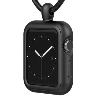 Compatible with Apple Watch Necklace Pendant Silicone Case Cover Replacement for iWatch Pendant Series 10 9 8 7 6 SE 5 4 3 2, 42 44 45 46mm Black