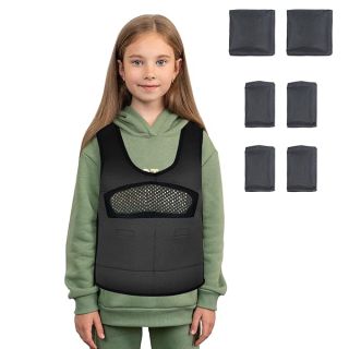 Compression Vest for Kids (Medium, Ages 5 to 9) Weighted Vest for Kids Including 6 Removable Weights Black