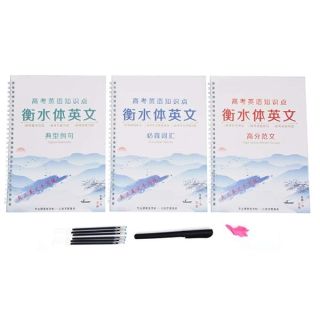 Copybook, English Calligraphy Tracing Book with with Pen and Refill for Children Students English Reusable Writing