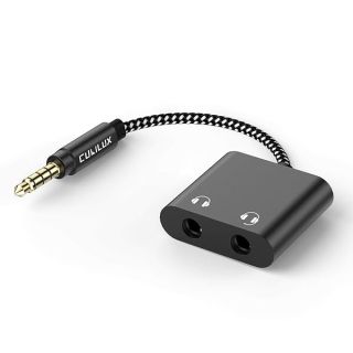 Cubilux 3.5mm to Double Audio Jack Headphone Sharing Splitter Compatible with MacBook iPad iPod, Smartphone, Computer, Laptop, Tablet, MP3, 2-Way 3.5 mm Earphone Ports Adapter, Dual Headsets Connector