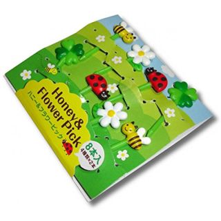 CuteZCute Bento Food Pick, 8-Piece, Honey Bee Flowers