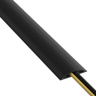 Heavy Duty D-Line 6ft Floor Cord Cover - Cable Protector to Hide & Protect Extension Cords, Prevent Trips - Black