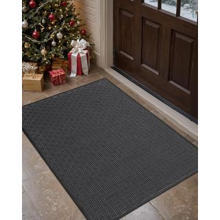"DEXI Heavy Duty Rubber Doormat - All-Season, Fade Resistant, Low-Profile, Easy Clean, 24"x48", Maze Black for Outdoor Entrances"