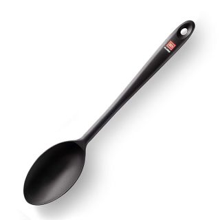 DI ORO Cooking Spoon - Solid Silicone Spoon 600°F High Heat Nonstick Cookware Safe - Kitchen Spoon for Cooking & Baking - Large Serving Spoon Utensil for Mixing & Stirring - Dishwasher Safe (Black)