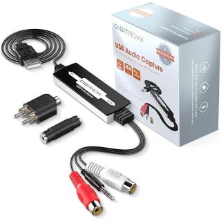 DIGITNOW USB Audio Capture Card Grabber for Vinyl Cassette Tapes to Digital MP3 Converter, Support Mac & Windows 10/8.1/8 / 7 / Vista/XP