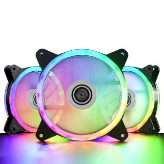 DS 120MM PWM Fans, 3Pack LED RGB Case Fans for PC Cases, CPU Coolers, Water Cooling Radiators System (Compatible with ASUS Aura Sync or MSI Mystic Control, B Series)