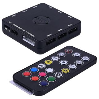 DS HUB Box LED Sync Controller for DS 6PIN RGB Fans and 3PIN ARGB LED Strip or Fans (with 19Key RF Remote, SATA Power Cable,8th GEN, A D E Series)