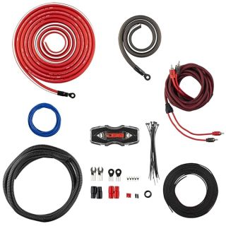 DS18 AMPKIT0 0 Gauge CCA Complete Amp Wiring Kit - Amplifier Install Wiring 1/0 Ga Amp Kit Pro Installation Cables Up to 3000 Watts with ANL Fuse Holder 250A