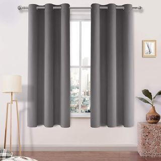 DWCN Blackout Curtains for Bedroom, Grey Curtains 63 Inch Length 2 Panels, Thermal Curtains for Living Room - W42 x L63 Inch, Grey, Set of 2 Panels