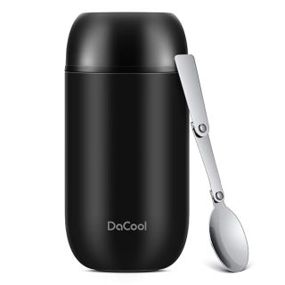 DaCool Adults Food Thermo for Hot Food 24 oz Insulated Food Jar Insulated Lunch Container Vacuum Stainless Steel Soup Thermo for Women Man Leakproof for Office Picnic Travel Outdoors, Black