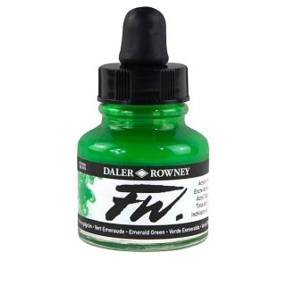 Daler Rowney FW Acrylic Ink Bottle Emerald Green - Versatile Acrylic Drawing Ink for Artists and Students - Permanent Calligraphy Ink - Archival Ink for Illustrating and More