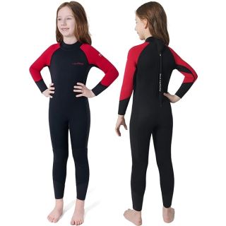 Dark Lightning 3/2mm Kids Wetsuit for Boys and Girls, Neoprene Thermal Swimsuit, Toddler/Junior/Youth One Piece Wet Suits for Scuba Diving,Red/Size 6