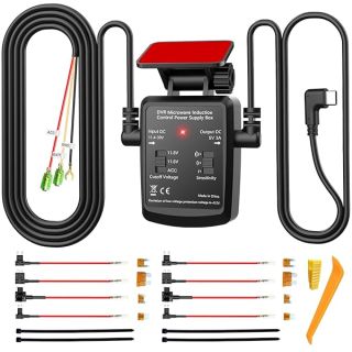 Dash Cam Hardwire Kit: USB-C Microwave Radar Sensing 12V-24V to 5V/3A Charger Cable (11.5ft) for Seamless Dash Camera Power