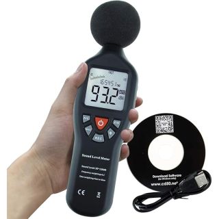 Decibel Meter Sound Level Meter with Data Logging, High Accuracy dB SPL Meter with LCD Backlight, Real-time Display, 30-130 dB Range, Connect Software in PC