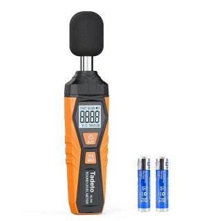 Decibel Meter, Tadeto Digital Sound Level Meter Portable SPL Meter 30dB to 130dB MAX Data Hold with LCD Display Backlight A/C Weighted for Home Factories(Orange)