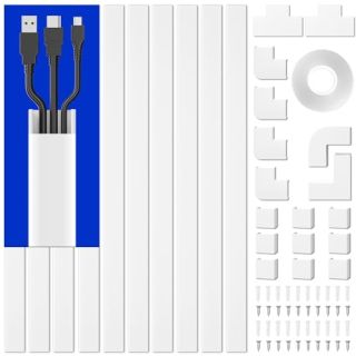 Delamu Cord Hider 157in - Wall Cable Management & Organizer for TV Wires | White Wire Covers