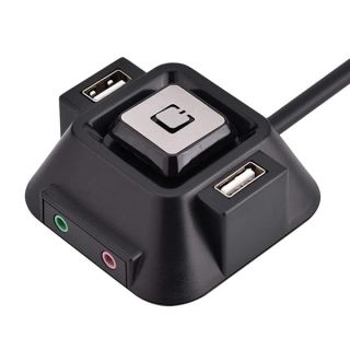 Desktop PC Power Switch, Chassis Power Reset Switch with Audio Microphone Jacks & USB Ports for Desktop Computer Case