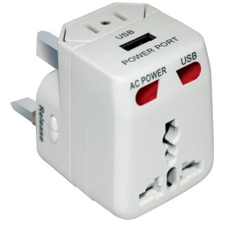 Digipower ACP-WTA World Travel Adapter with Built-in USB Charger - White