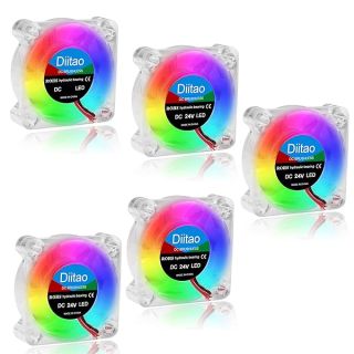 Diitao 5PCS 4010 24V 3D Printer Cooling Fan,40x40x10mm Brushless Cooling Fan with RGB Light,0.05A 5000 RPM Quite Cooling Fan for 3D Printer 2-Pin(DC 24V RGB Multicolor)