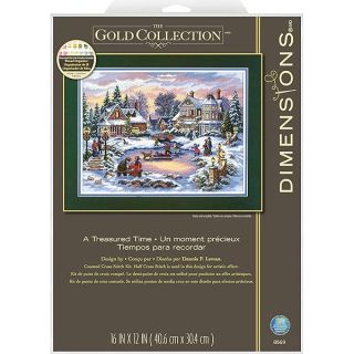 Dimensions Gold Collection Counted Cross Stitch Kit, Treasured Time Christmas Cross Stitch, 16 Count Dove Grey Aida, 16'' x 12''