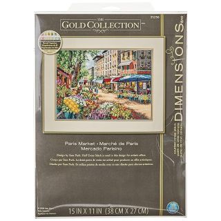 Dimensions Paris Market Cross Stitch Kit - 15x11 Ivory Aida, 18 Count, Multicolor Design