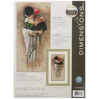 Dimensions Woman with Rose Counted Cross Stitch Kit, 14 Count Beige Aida, 7'' x 14''