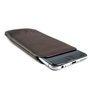 Dockem Ultra Slim Sleeve for iPhone SE 3 (2022), 13 Mini, 12 Mini, iPhone SE 2 (2020), iPhone 8, 7, 6, 6S: Synthetic/Vegan Leather Professional Executive Pouch Case [Dark Brown]