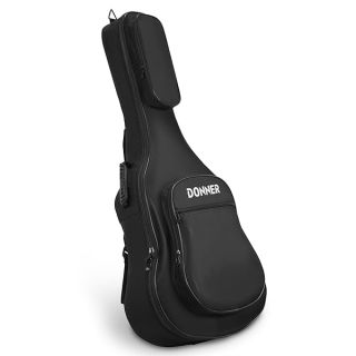 Donner 40 41 Inch Acoustic Guitar Case, 0.4 Inch Thick Padding Sponge 600D Ripstop Waterproof Nylon Soft Guitar Gig Bag with 3 Pockets and Back Hanger Loop, Black