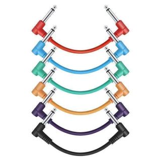 "Donner 6-Inch Guitar Patch Cable 6-Pack - Right Angle TS 1/4" for Optimal Sound Quality"