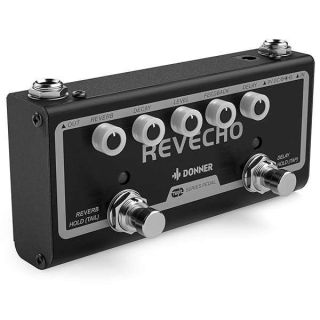 Donner Reverb Delay Pedal 2 in 1 Effects for Electric Guitar, Pedalboards, Revecho Pedal, 2 Modes with Tap Tempo Delay Guitar Effect Pedal