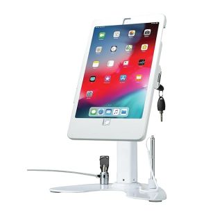 Dual Kiosk Stand – CTA Security Stand with Locking Case, Cable, Stylus and Tether – Compatible with Headphone Jack, iPad 7th/ 8th/ 9th Gen 10.2”, iPad Pro 10.5 (PAD-ASKW10) – White