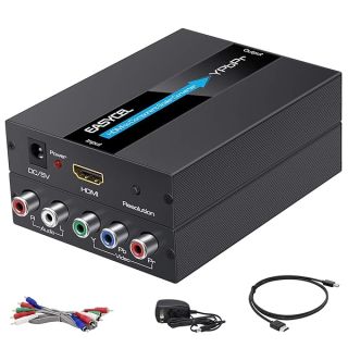 EASYCEL HDMI to Component Converter with HDMI and Component Cables, 1080P Aluminum HDMI to RGB Converter, HDMI to YPbPr 5RCA Converter with Scaler Function