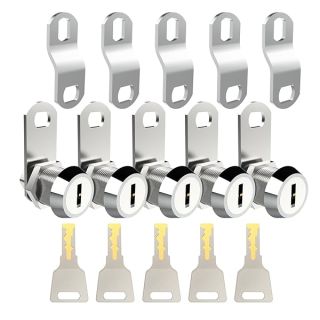 EG STARTS 5 Pack File Cabinet Cam Lock Keyed Alike, 5/8 Inch & 7/8 Inch Cylinder Locks Secure Mailbox File Drawer Dresser RV Compartment Lock Tool Box (5/8 Inch Locks 02)