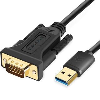 ELECABLE USB to VGA Adapter Cable 6.5FT Compatible with Mac OS/Windows 11/10/8/7, USB 3.0 to VGA Male 1080P Monitor Display Video Adapter/Converter Cord. (6.5FT)