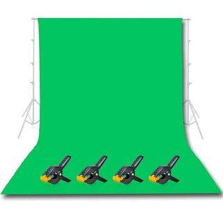 EMART Green Screen Backdrop, 10 x 12 FT Photography Green Background for Streaming Zoom, Small Photo Muslin Green Curtain with 4 Spring Clamps