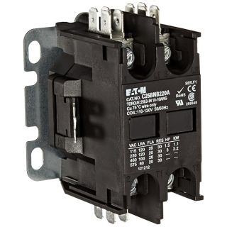 Eaton C25BNB220A Compact Definite Purpose Contactor, 20A Inductive Current Rating, 1.5 Max HP Rating at 115V, 3 Max HP Rating at 230V, 120VAC Coil Voltage