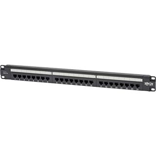 Eaton Tripp Lite Cat6 24-Port PoE+ Patch Panel, RJ45 Ethernet, 1U Rackmount, EIA/TIA 568A/B Wiring Standards for 110 & Krone Terminations, (N252-P24), Black