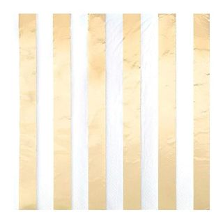 Elegant Gold Foil Stripes Luncheon Napkins - 16-Pack - Foil Stamped, Durable & Soft Touch - Perfect for Special Occasions & Parties